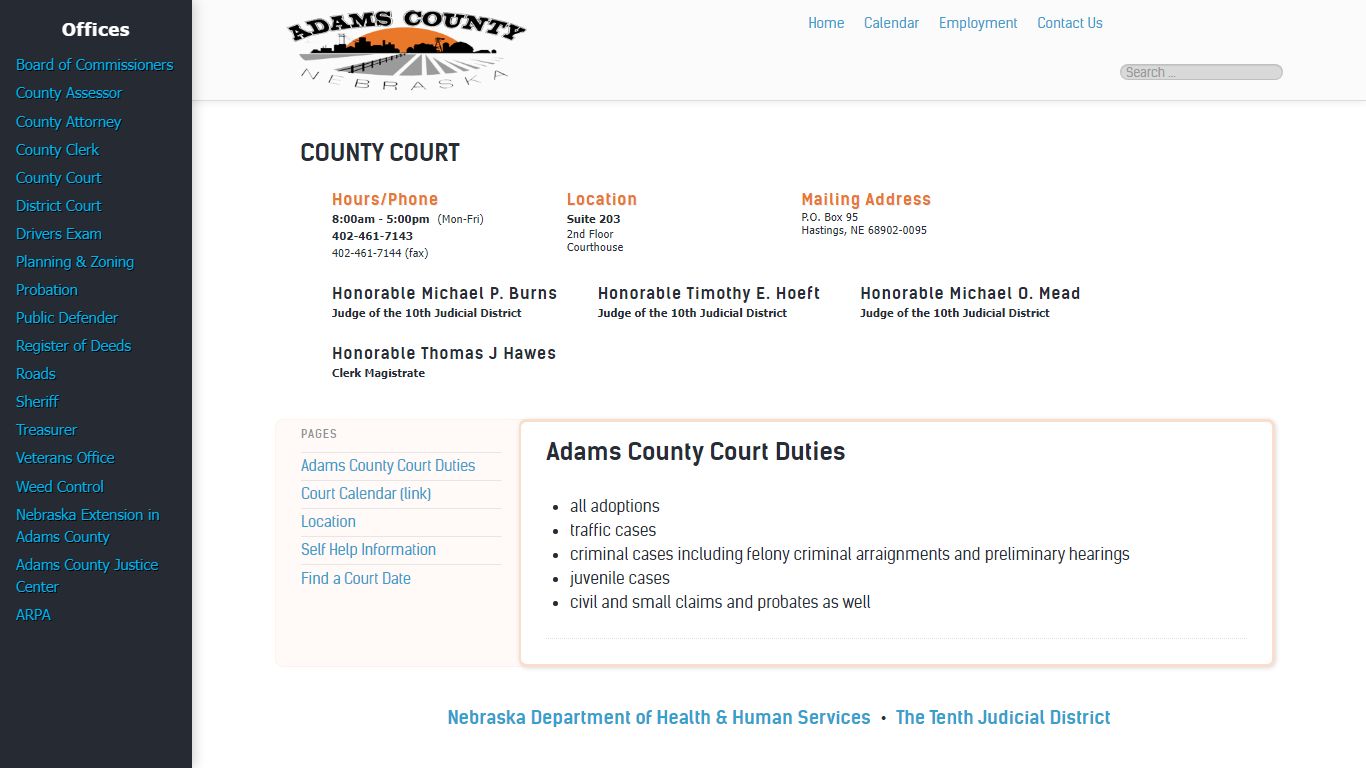 County Court - Adams County, Nebraska